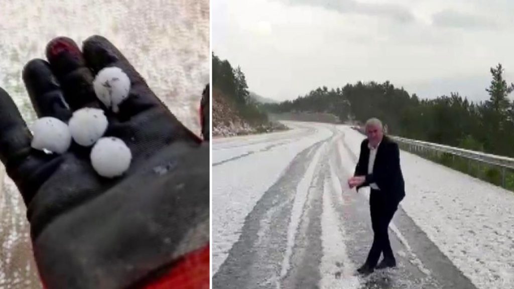 Sivas’ta ceviz büyüklüğünde dolu yağdı!