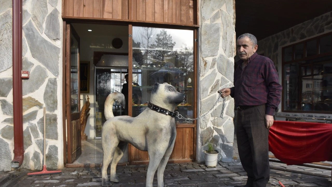 Sivas’ta Ahşap Kangal Köpeği Heykeli Yapıldı