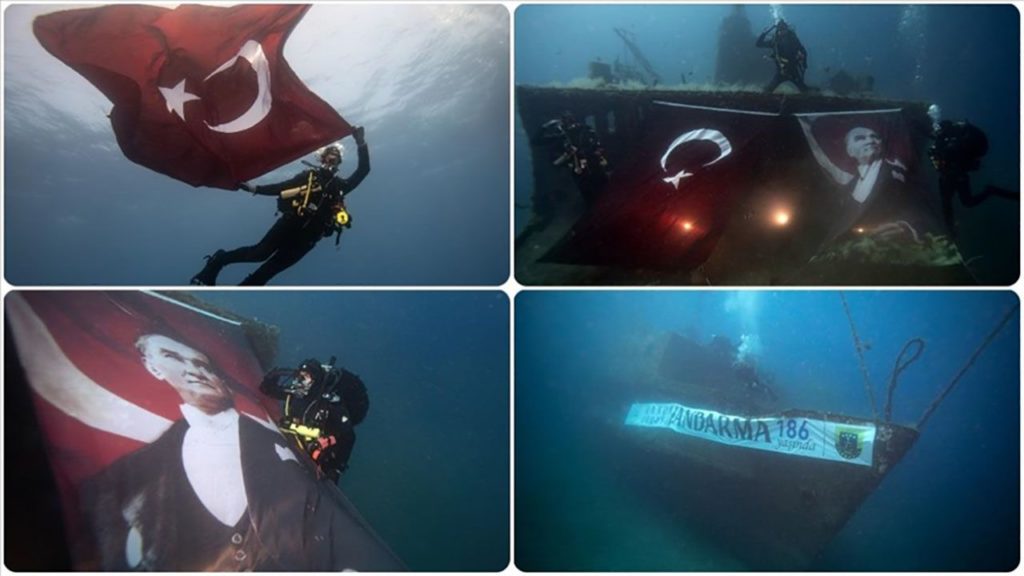 Dalgıç Jandarmalar, 2016 Yılında Batırılan 9 Eylül Vapuru Üzerinde Dalış Yaptı