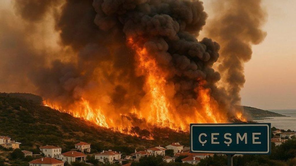 İzmir Çeşme’de Orman Yangını Kontrol Altına Alınıyor