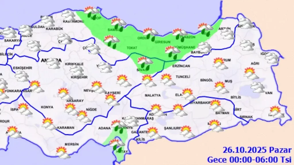 Yurt genelinde hava durumu: Sivas ve Marmara’da sağanak uyarısı