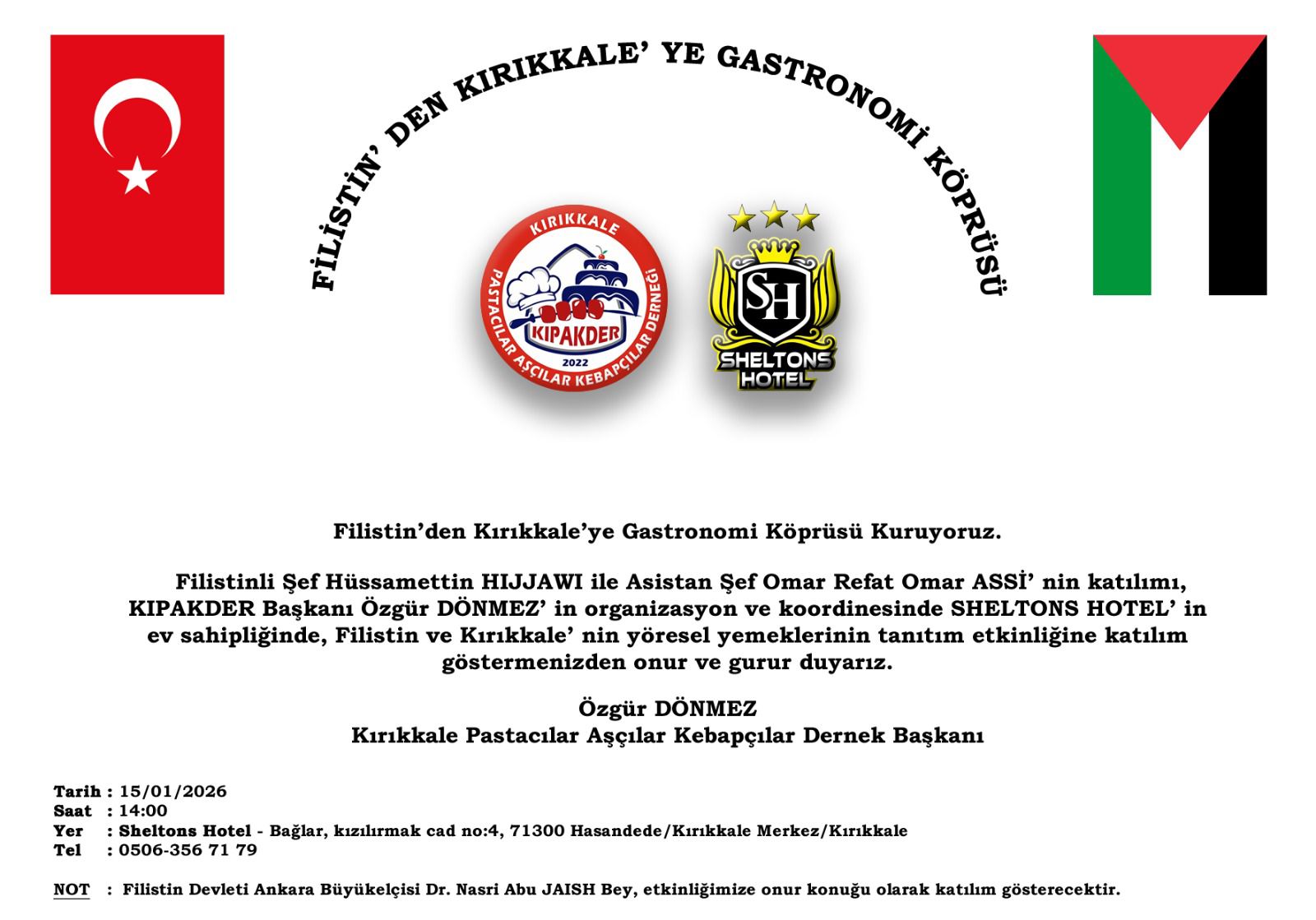 Filistin ve Gazze Mutfağı Kırıkkale’de Tanıtılıyor