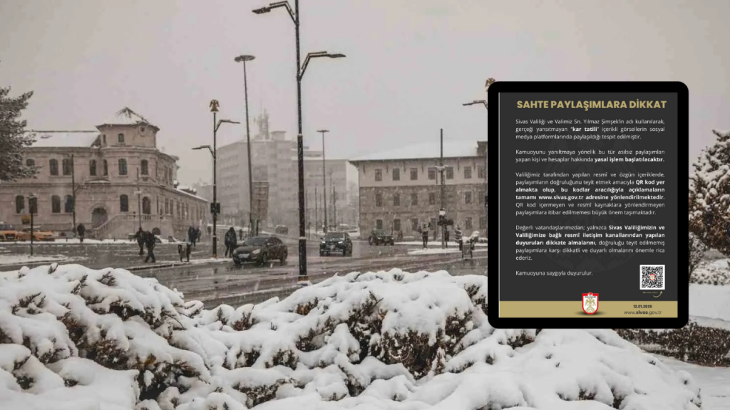 Sivas Valiliği’nden Sosyal Medya Uyarısı: Asılsız Kar Tatili Paylaşımları