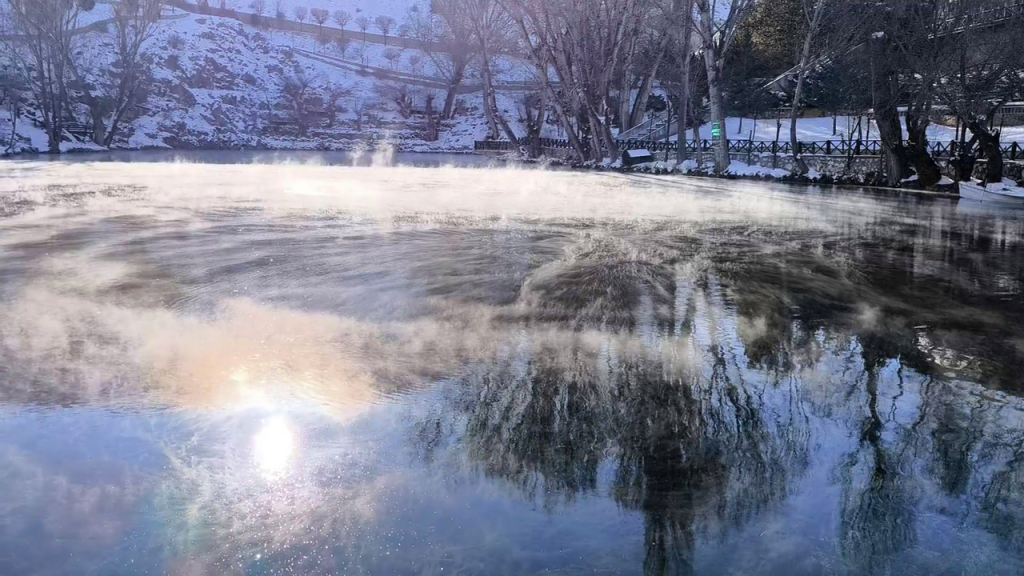 Sivas’ta Kar ve Sibirya Soğukları Göldeki Muhteşem Manzara