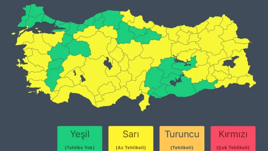 Türkiye’nin Güney ve İç Kesimlerinde Kuvvetli Yağış ve Fırtına Uyarısı