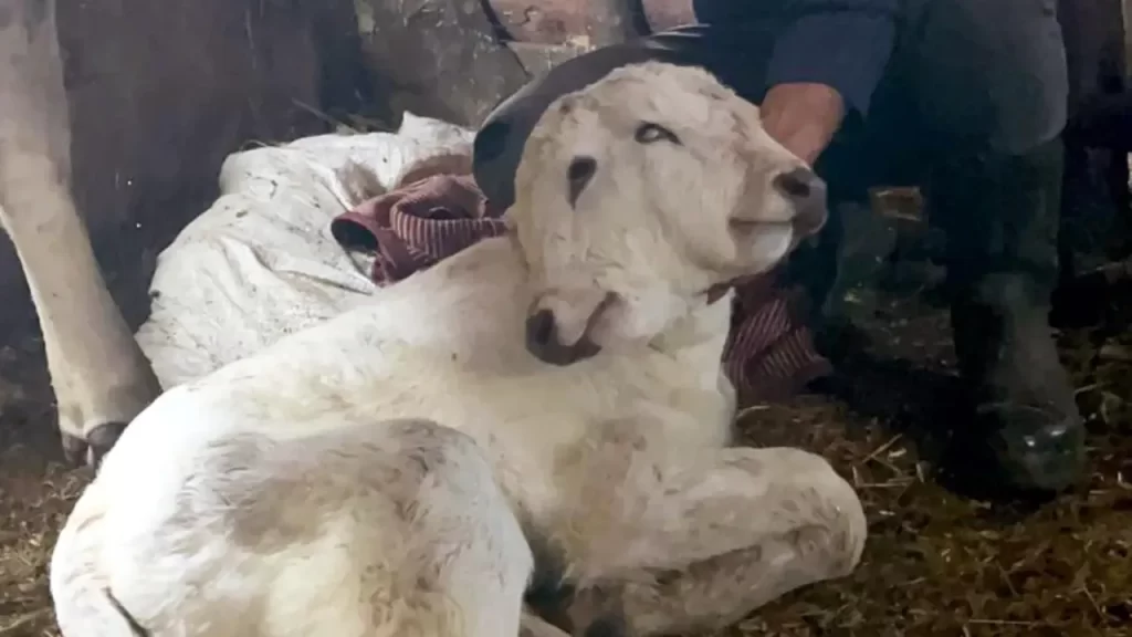 2 Başlı Buzağıyla Kırsalda Şaşkınlık: Sağlıklı Görünen-İneğinin Sezaryeni