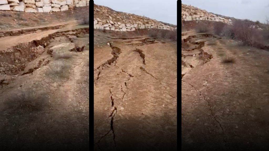 Başıbüyük Köyü’nde Şiddetli Toprak Kayması Yol Yarıya Bölündü