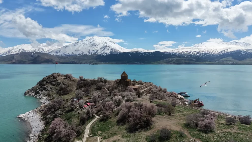 Akdamar Adası’nda Bahar Coşkusu: Badem Ağaçları Çiçeklerle Canlandı