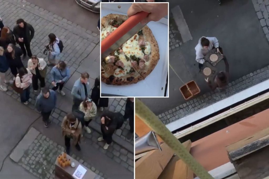 Balkondan Pizzayla Dikkat Çeken Yeni Servis Yöntemi