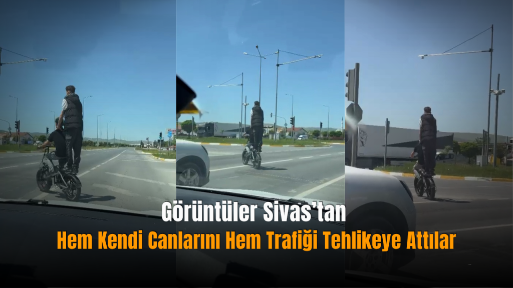 Bisikletli gençlerin tehlikeli yolculuğu: D200 Karayolu’nda yoğun trafik arasında riskli hareketler