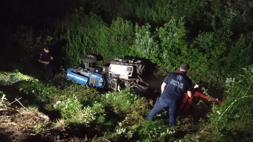 Frene kapılan traktör dereye uçtu: 1 ölü, 1 yaralı