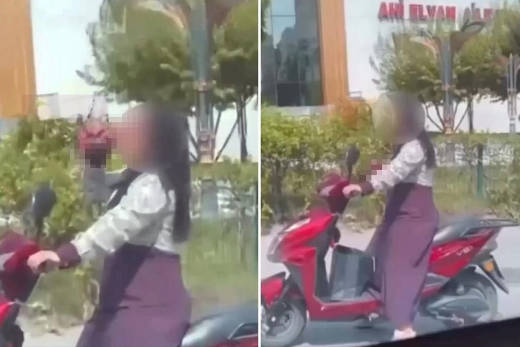 Alkol Tüketen Kadın, Trafikte Tehlikeli Anlar Kamerada