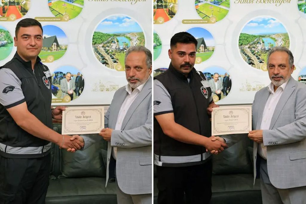 Talas’ta güvenlik görevlilerinin dürüstlüğü 700 bin liralık çanta buldu