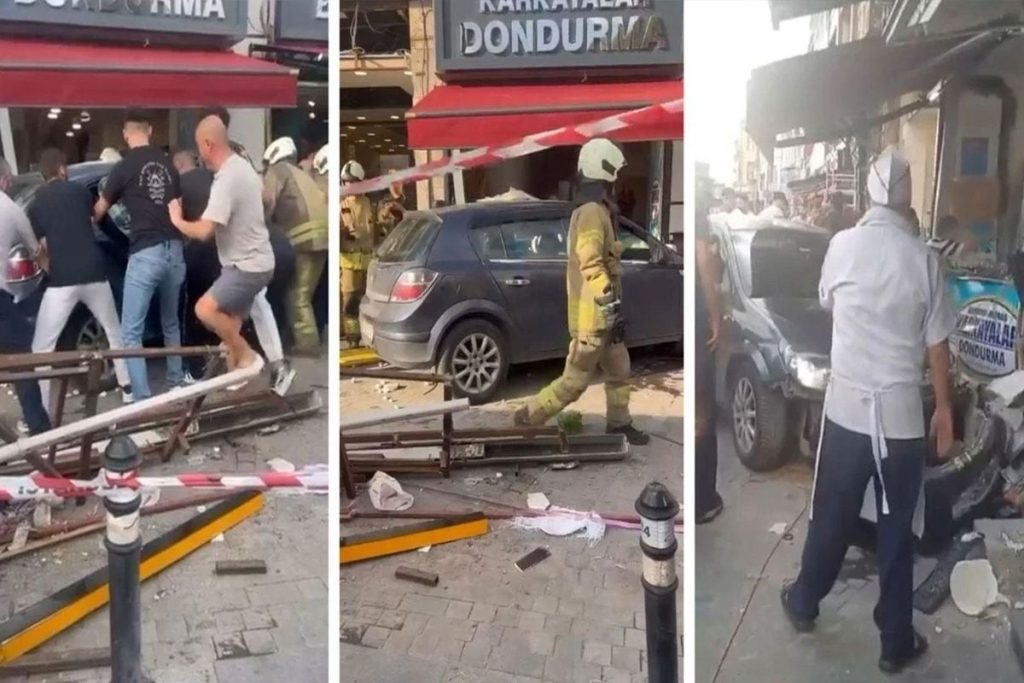 Fevzipaşa Caddesi’nde otomobil kaldırıma daldı: Yaralılar var