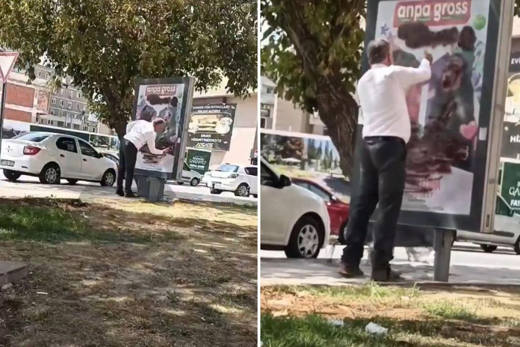 Gaziantep’te reklam panosu önünde artan gerginlik