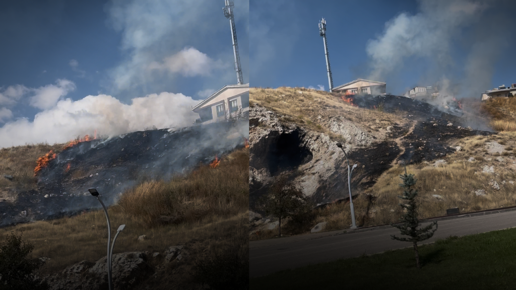 Gültepe Parkı’nda Kuru Ot Yangını Söndürüldü